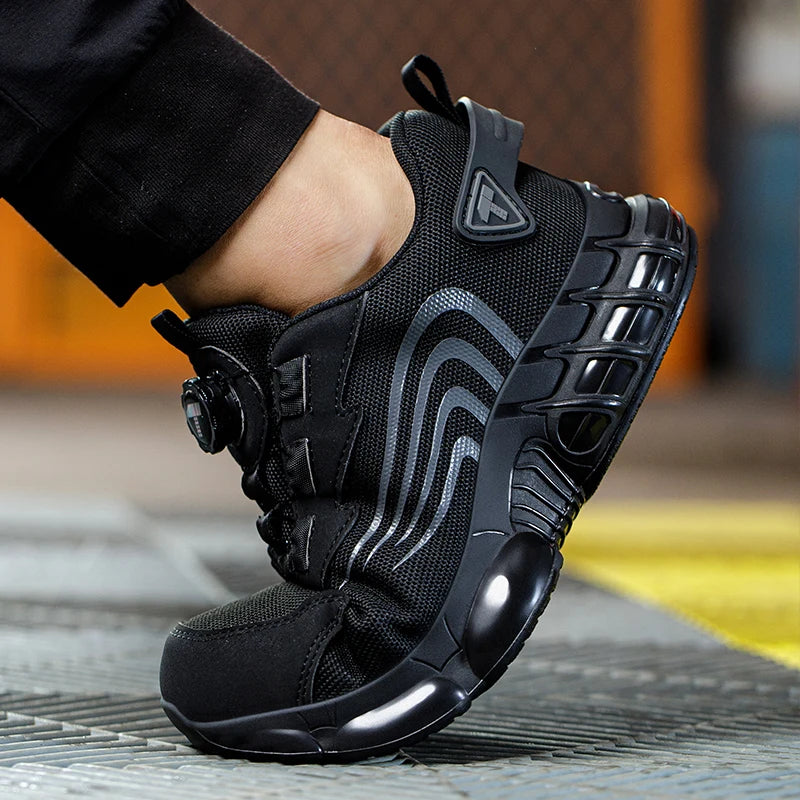 Safety Pro Work Shoes with Rotary Button – Fashionable Sport Safety Shoes, Anti-Impact & Anti-Piercing
