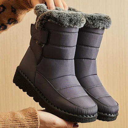 2025 Women’s Waterproof Fur-Lined Winter Snow Boots with Low Heels.